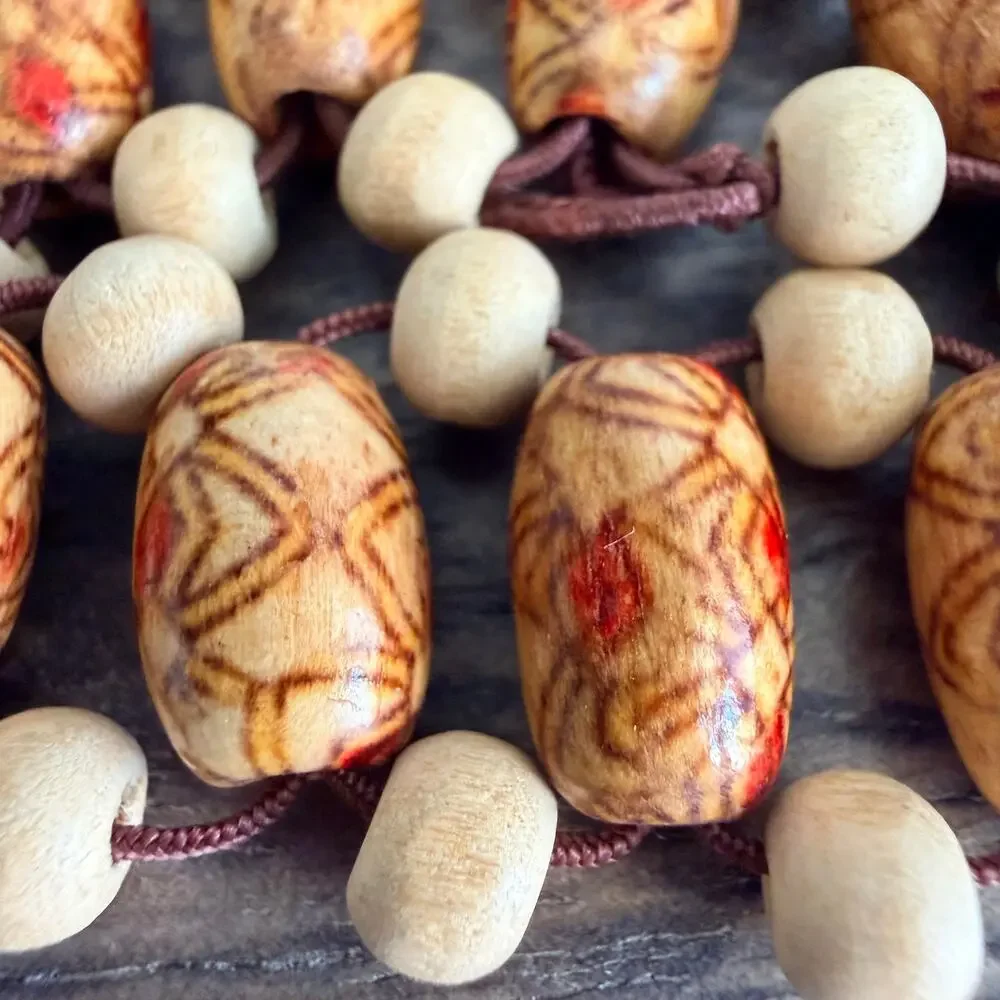 Boho Woven Painted Wood Beaded Stretch Bracelet
